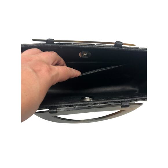 Y2K Geometric Box Clutch Purse Black Lucite Handle Mad Bags‎ Vietnam - Picture 6 of 11